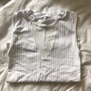 BRAND NEW never worn white top with mesh V neck